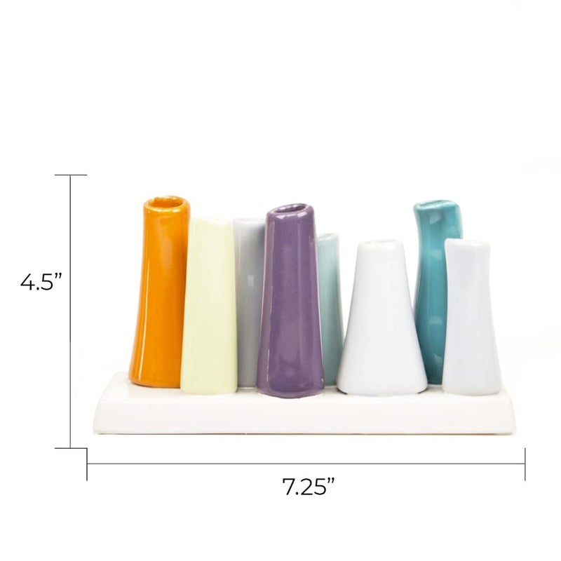 Chive - Pooley 2, Ceramic Flower Vase, 8-Tube Shape (Orange) - Image 4